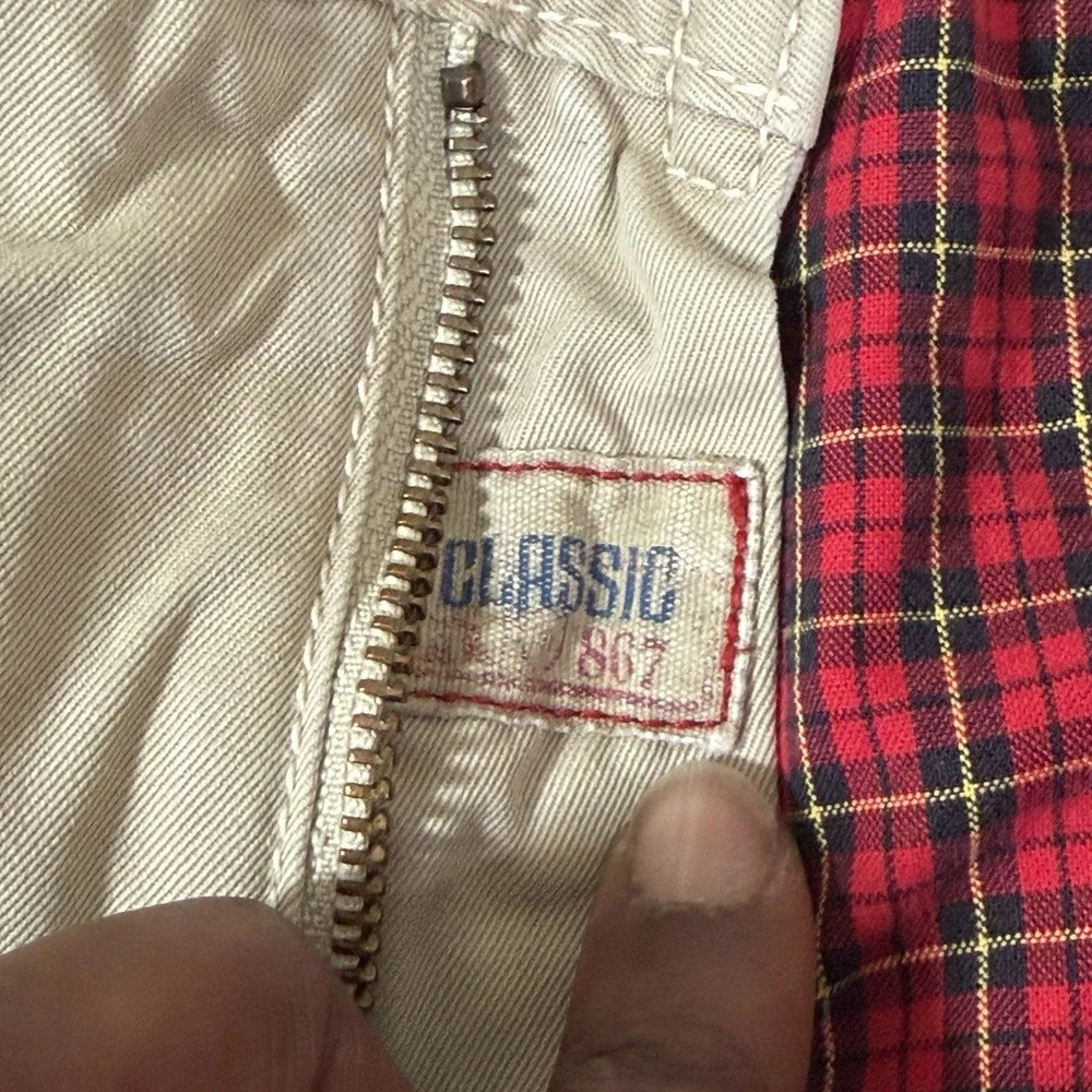 Vtg Polo Ralph Lauren 867 Pants Beige Red Flannel Lined Chino Winter Plaid 40x31
